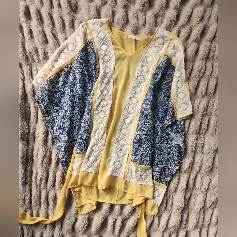 RYU size small Modcloth Tunic Cloth V-NECK tie Lace kimono short mini dr…